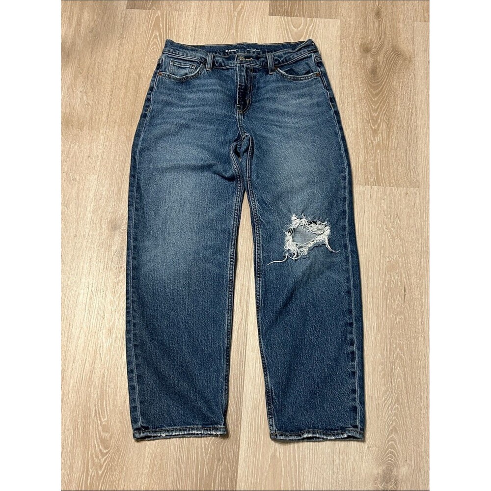 Old Navy Cropped  High Rise Distressed Straight-Leg Boyfriend Jeans Sz 2